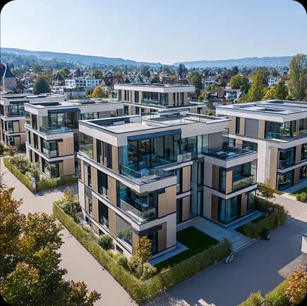 Moderne Wohngebäude eines Neubauprojekts